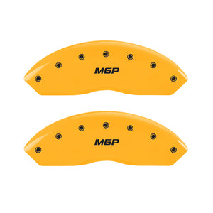 MGP 4 Caliper Covers Engraved Front & Rear MGP Yellow Finish Black Char 2011 Dodge Nitro