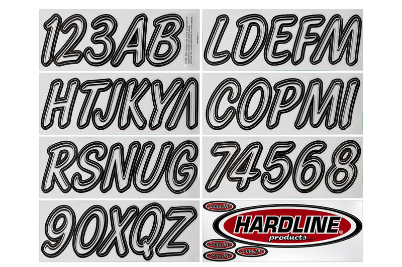 Hardline Boat Lettering Registration Kit 3 in. - 400 White/Black