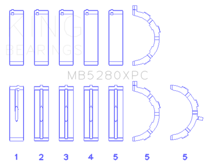 King Engine Bearings Ford V8 4.6L/5.4L SOHC Coated (Size .026) Crankshaft Main Bearings (Set of 5)