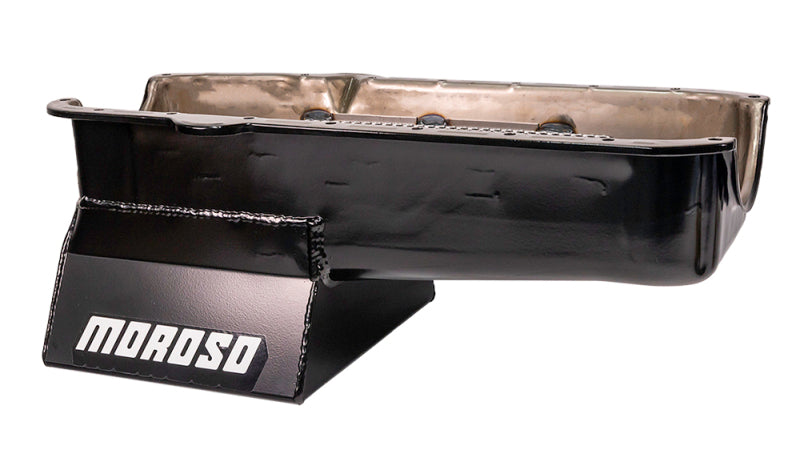 Moroso Pre-80 Chevrolet Small Block (w/Driver Side Dipstick) Wet Sump 7qt 8.25in Steel Oil Pan -Blk