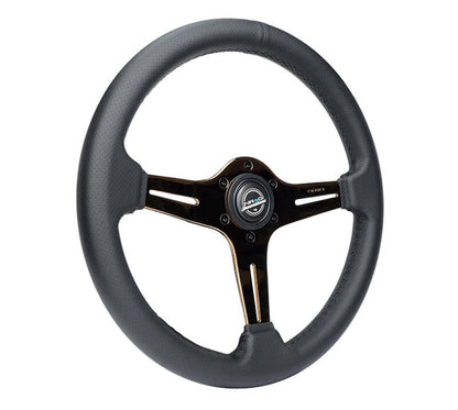 NRG Light Weight Gaming Steering Wheel - Blitz 350mm 3 Rose Gold Spokes Slits - Leather - No Dish