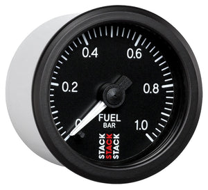 Autometer Stack 52mm 0-1 Bar M10 Male Pro Stepper Motor Fuel Pressure Gauge - Black