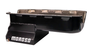 Moroso Pre-85 Chevrolet Small Block (w/Driver Side Dipstick) Wet Sump 7qt 8.25in Steel Oil Pan - Blk