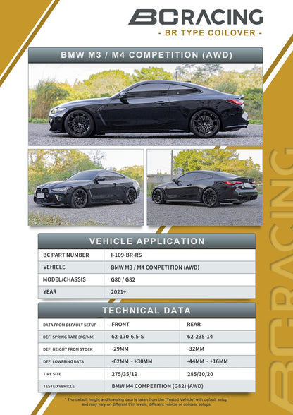 BC Racing Coilovers - BR Type - 20+ BMW M3/M4 G80 AWD