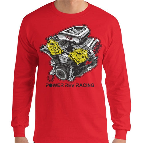 P2R PowerRevRacing - J Series Engine Design Long Sleeve T-Shirt Red