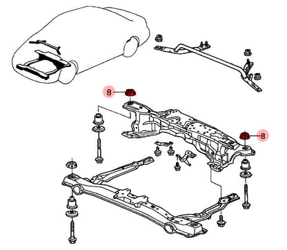 P2R PowerRevRacing - Polyurethane Front Subframe Upper Rear Mounting Insulator Bushing Kit