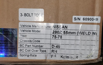 BC Racing Coilovers - BR Type - 74.5-78 Nissan 260Z & 280Z S30