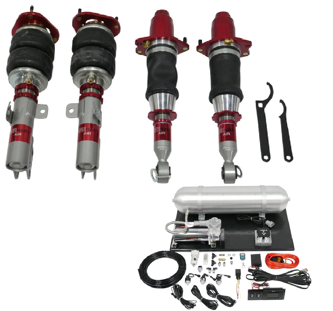 TruHart - AirPlus Air Struts w/ VERA Evo Bluetooth Management For 09-19 Toyota Corolla Sedan 03-13 Toyota Matrix FWD TruHart - TH-T1003+TH-ME02-GHNV