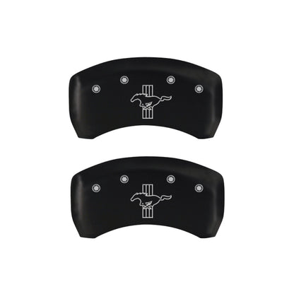 MGP 4 Caliper Covers Engraved Front Mustang Engraved Rear Bar & Pony Red finish silver ch