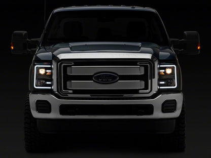 Raxiom 11-16 Ford F-250 Super Duty LED Projector Headlights - Black Housing (Clear Lens)