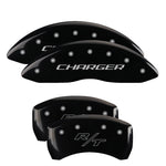 MGP 4 Caliper Covers Engraved Front Charger Engraved Rear RT Black finish silver ch