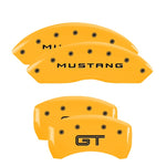 MGP 4 Caliper Covers Engraved Front Mustang Engraved Rear GT Yellow finish black ch