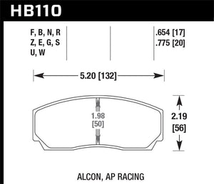 Hawk Performance Alcon/AP Racing 17mm ER-1 Motorsport Brake Pads