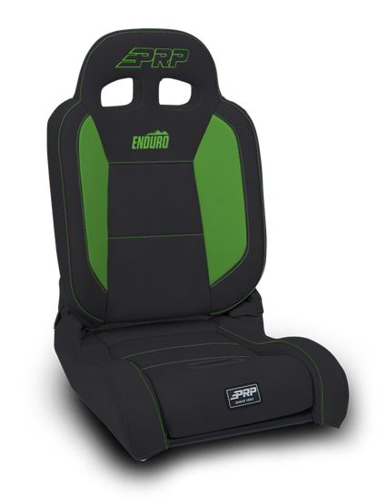 PRP EnduroDaily Reclining Suspension Seat - Black/Green Vinyl - Passenger