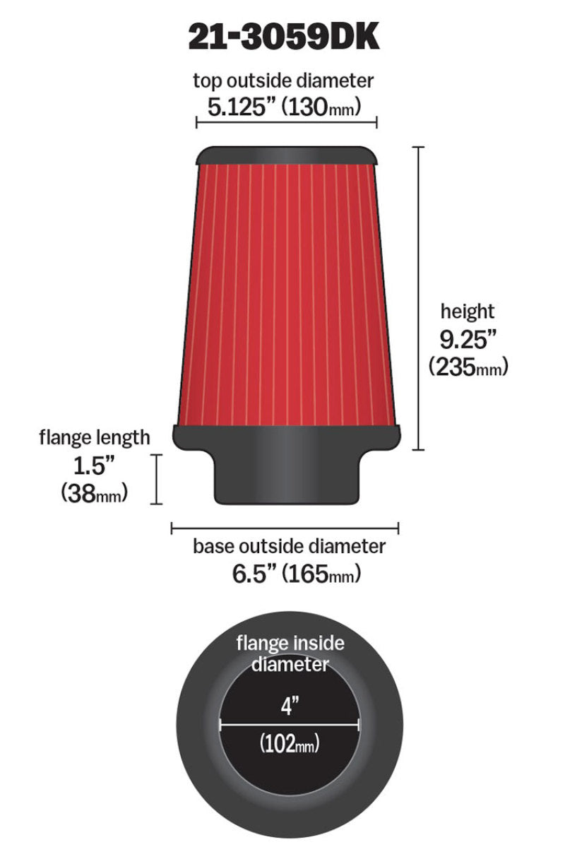 AEM 4 in x 9 in x 1 in Dryflow Element Filter