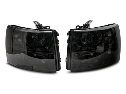 Raxiom 07-14 Chevrolet Silverado 1500 HD Axial OEM Rep Headlights- Chrome Housing- Smoked Lens