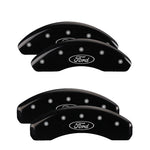 MGP 4 Caliper Covers Engraved Front & Rear Oval logo/Ford Black finish silver ch