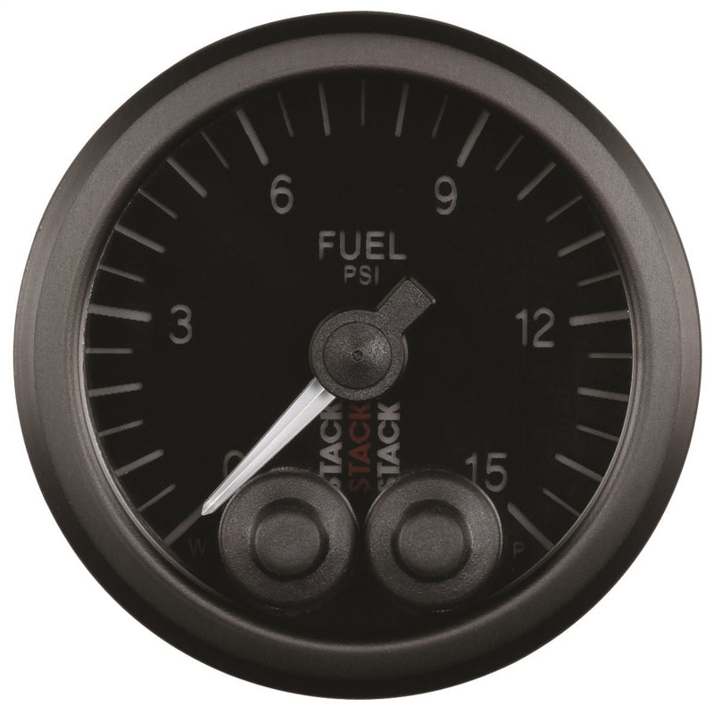 Autometer Stack 52mm 0-15 PSI 1/8in NPTF Male Pro-Control Fuel Pressure Gauge - Black