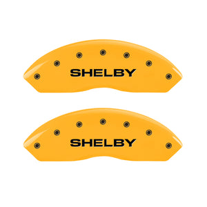 MGP 4 Caliper Covers Engraved Front Shelby Rear Snake Yellow Finish Black Char 2007 Ford Mustang