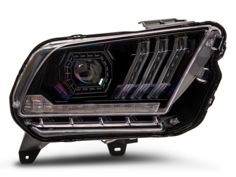 Raxiom 13-14 Ford Mustang LED Projector Headlights SEQL Turn Signals- Black Housing (Clear Lens)