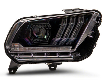 Raxiom 13-14 Ford Mustang LED Projector Headlights SEQL Turn Signals- Black Housing (Clear Lens)