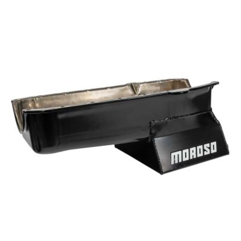 Moroso 80-85 Chevrolet SBC (w/Passenger Side Dipstick) Wet Sump 7qt 8.25in Steel Oil Pan - Black