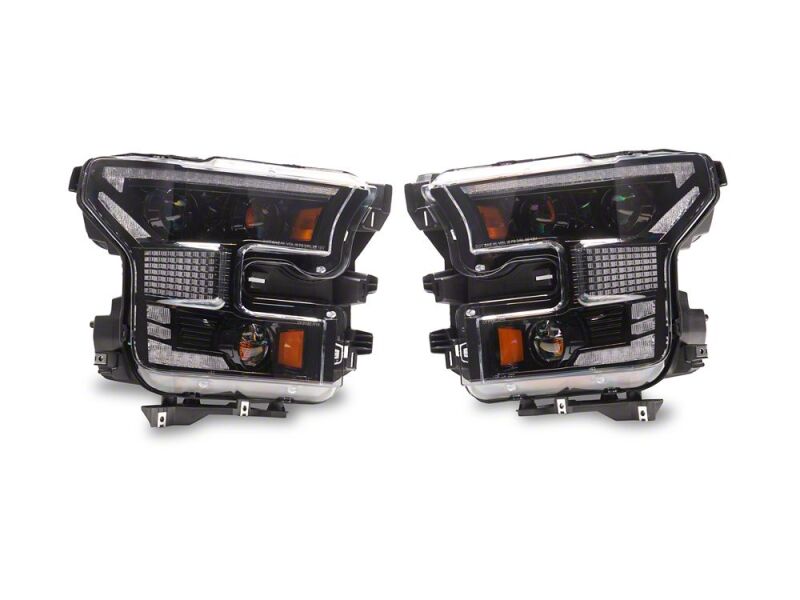 Raxiom 15-17 Ford F-150 XR Series LED Projector Headlights with DRL- Black Housing- Clear Lens