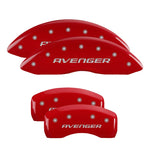MGP 4 Caliper Covers Engraved Front & Rear With out stripes/Avenger Red finish silver ch