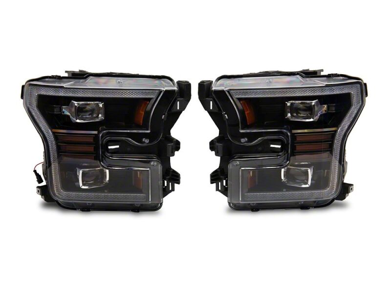Raxiom 15-17 Ford F-150 LED Projector Headlights with LED Amber DRL- Black Housing- Clear Lens