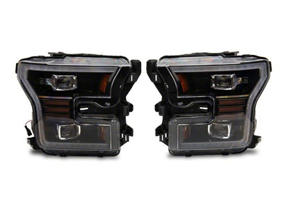 Raxiom 15-17 Ford F-150 LED Projector Headlights with LED Amber DRL- Black Housing- Clear Lens