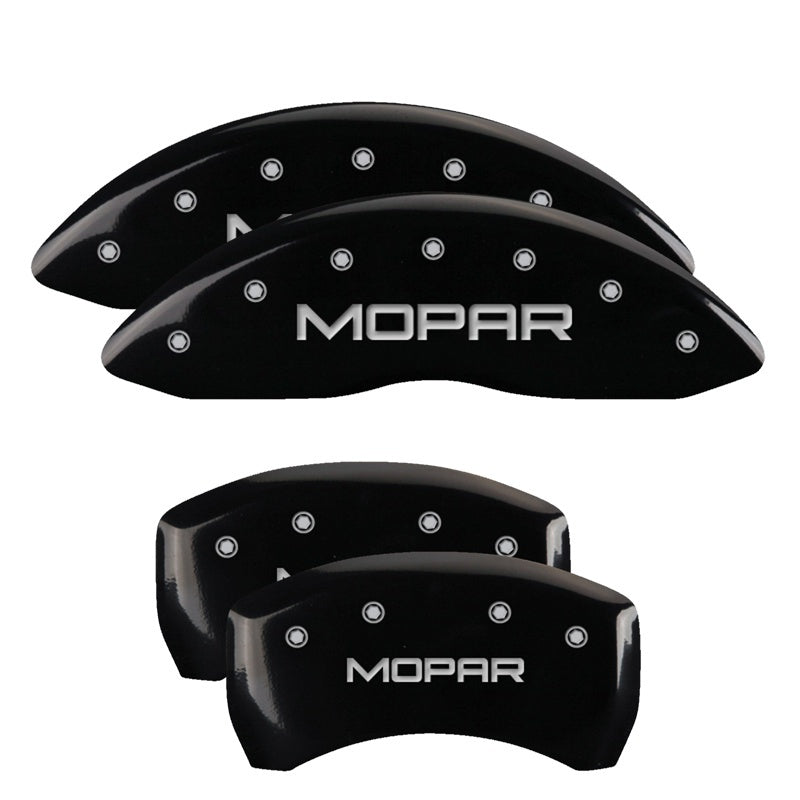 MGP 4 Caliper Covers Engraved Front & Rear With out stripes/Dodge Black finish silver ch