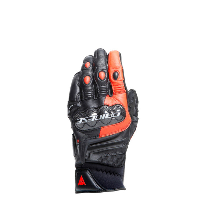 Dainese Carbon 4 Short Leather Gloves Black/Fluorescent Red - XL