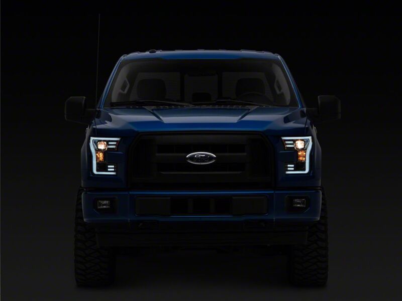 Raxiom 15-17 Ford F-150 Projector Headlights with LED Accent- Chrome Housing- Clear Lens
