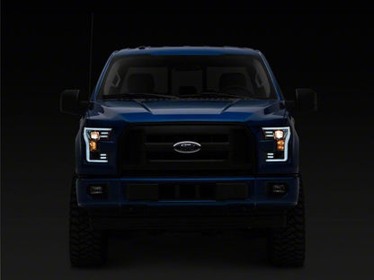 Raxiom 15-17 Ford F-150 Projector Headlights with LED Accent- Chrome Housing- Clear Lens