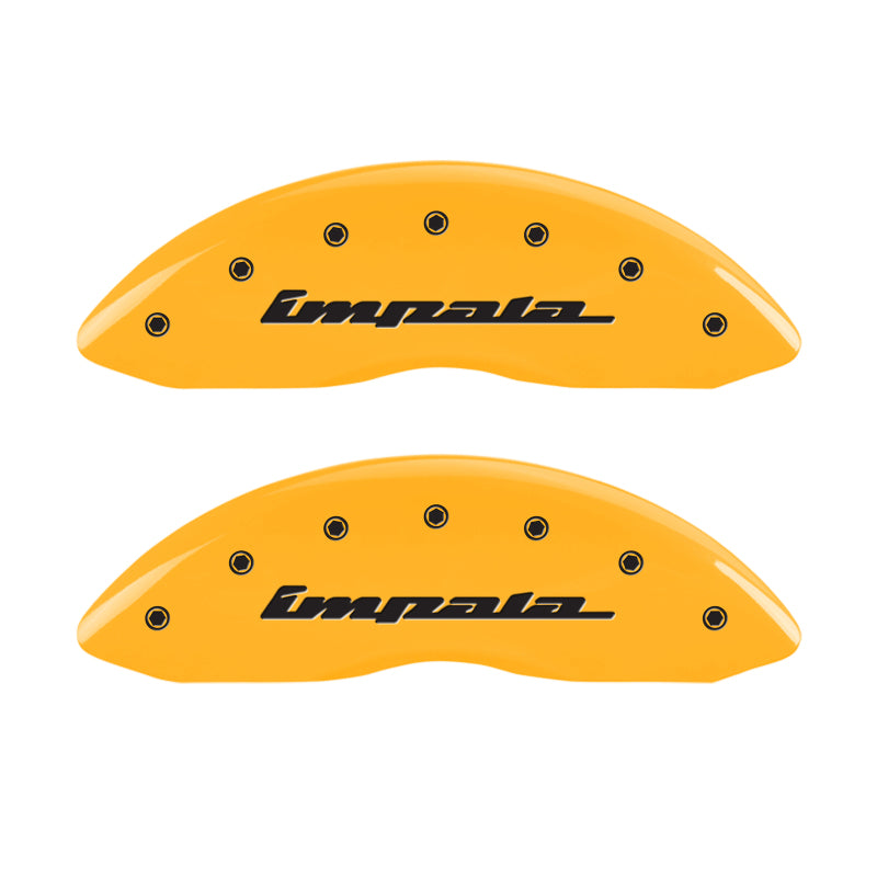 MGP 4 Caliper Covers Engraved Front & Rear Impala Yellow finish black ch