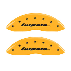 MGP 4 Caliper Covers Engraved Front & Rear Impala Yellow finish black ch