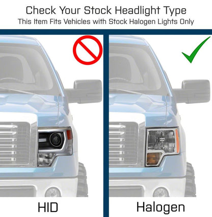 Raxiom 09-14 Ford F-150 Super White LED Halo Projector Headlights- Black Housing (Clear Lens)