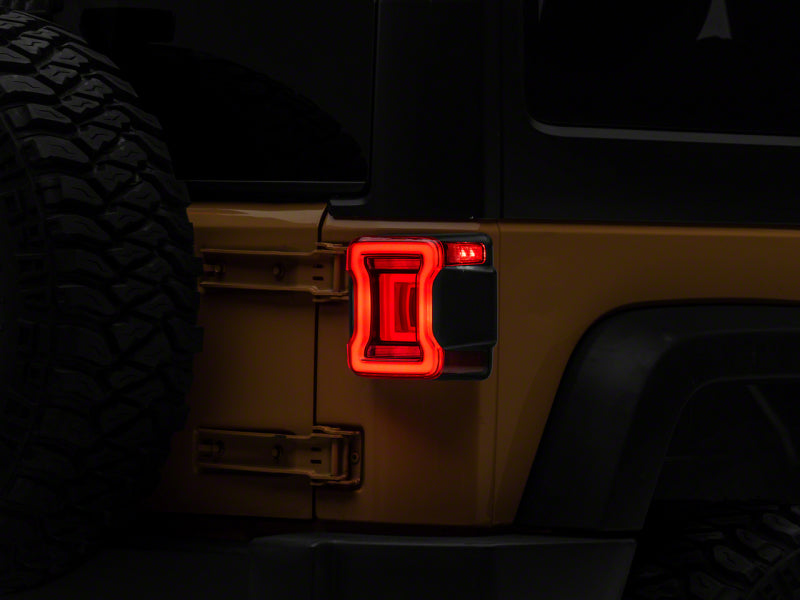 Raxiom 07-18 Jeep Wrangler JK Axial Series JL Style LED Tail Lights- BlkHousing- Red Lens