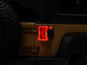 Raxiom 07-18 Jeep Wrangler JK Axial Series JL Style LED Tail Lights- BlkHousing- Red Lens