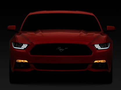 Raxiom 15-17 Ford Mustang GT350 GT500 LED Projector Headlights- Black Housing (Clear Lens)