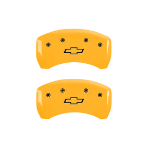 MGP 4 Caliper Covers Engraved Front & Rear Bowtie Yellow finish black ch