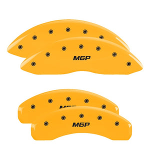 MGP 4 Caliper Covers Engraved Front & Rear MGP Yellow Finish Black Characters 11-18 Dodge Durango