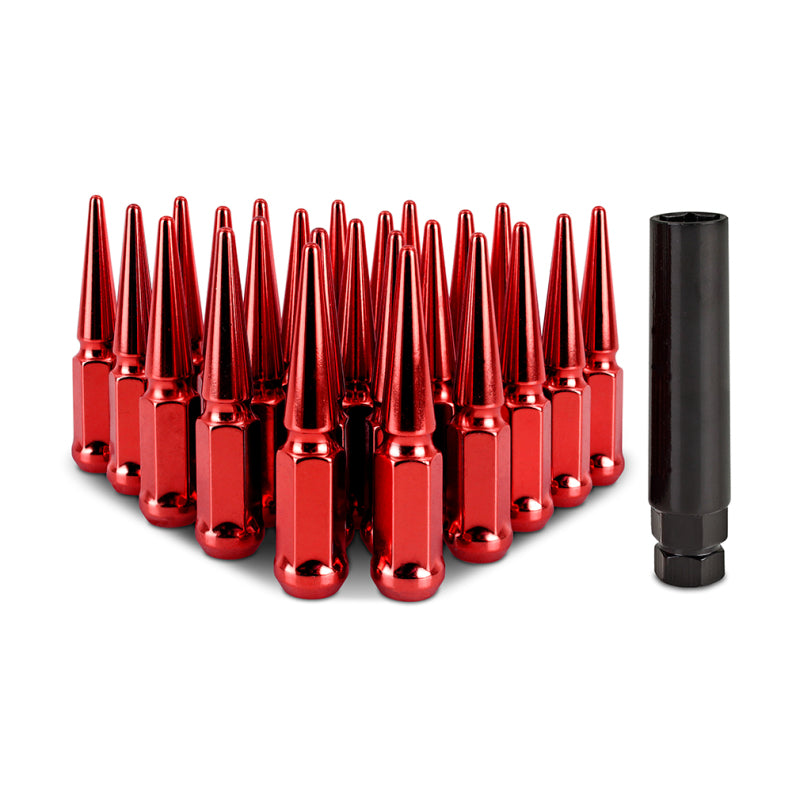 Mishimoto Mishimoto Steel Spiked Lug Nuts M14 x 1.5 24pc Set Red