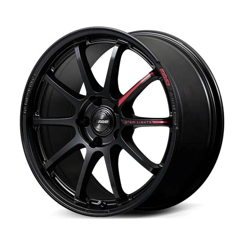 Gram Lights 57NR LIMITED II 18x8.5 +22 5-112 Semigloss Black Wheel w/ Black Cap/Stickers/Air Valve