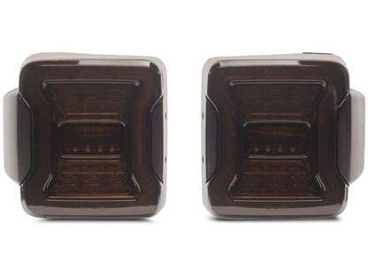 Raxiom 07-18 Jeep Wrangler JK Axial Series JL Style LED Tail Lights- Black Housing- Smoked Lens