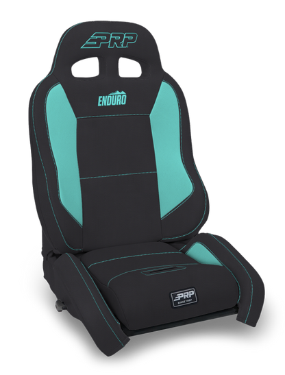 PRP EnduroCrawl Reclining Suspension Seat - Black/Teal Vinyl - Passenger