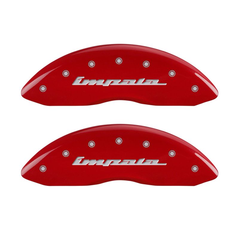 MGP 4 Caliper Covers Engraved Front & Rear Impala Red finish silver ch