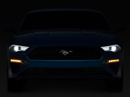 Raxiom 18-23 Ford Mustang GT EcoBoost LED Projector Headlights- Black Housing (Clear Lens)