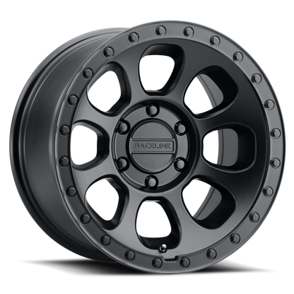 Raceline 961B Bolt 17x9in / 5x127 BP / -12mm Offset / 78.1mm Bore - Satin Black
