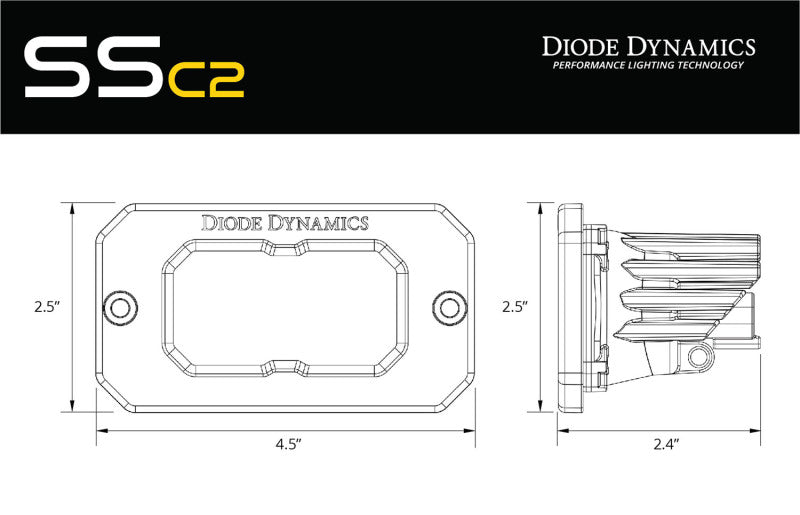 Diode Dynamics Stage Series 2 In LED Pod Pro - Yellow Flood Flush ABL (Pair)